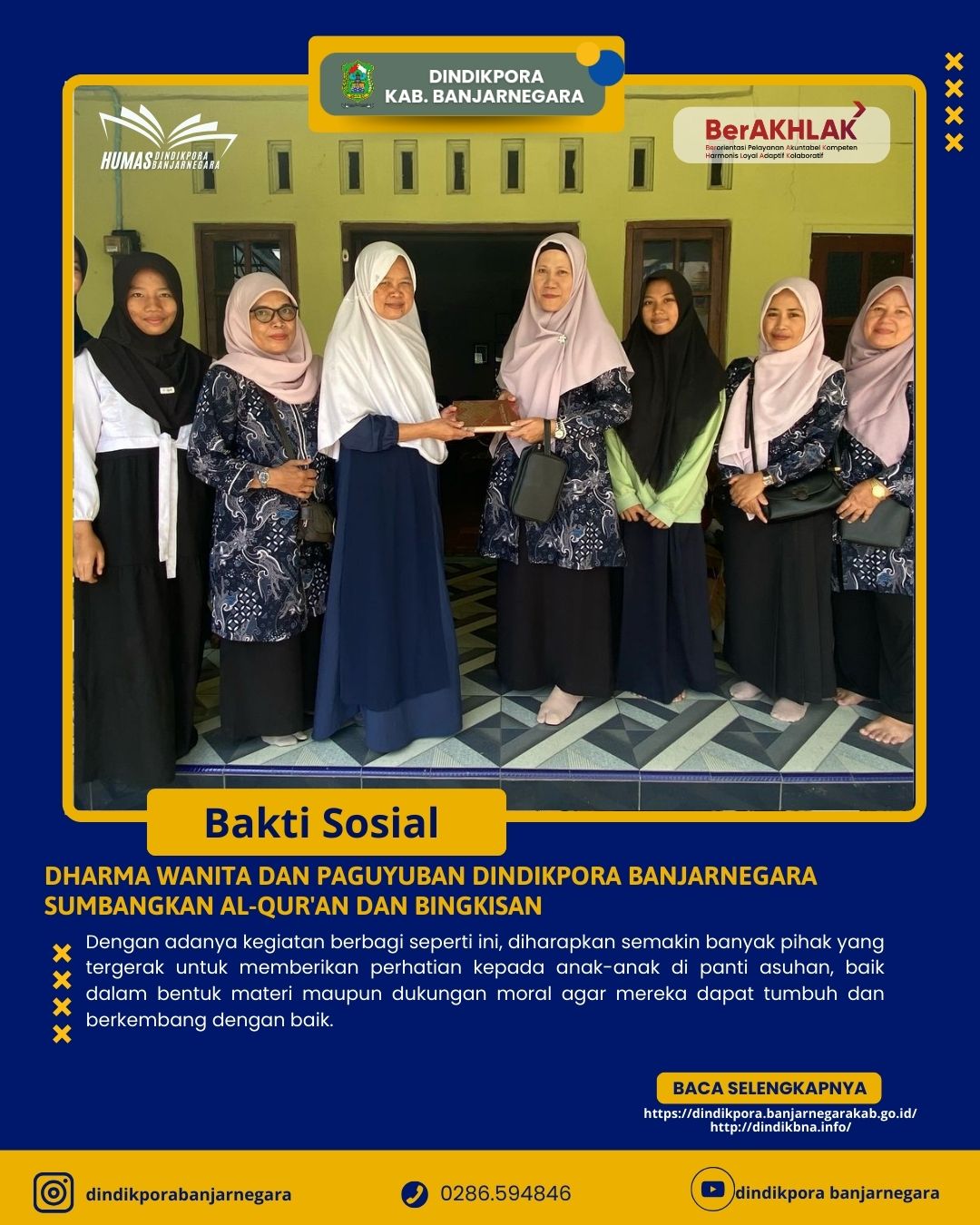 Dharma Wanita dan Paguyuban Dindikpora Banjarnegara Bagikan Al-Qur’an dan Bingkisan 